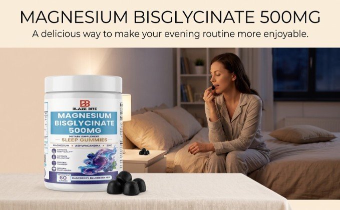 Woman enjoying a Blaze Bite sleep gummy in the evening